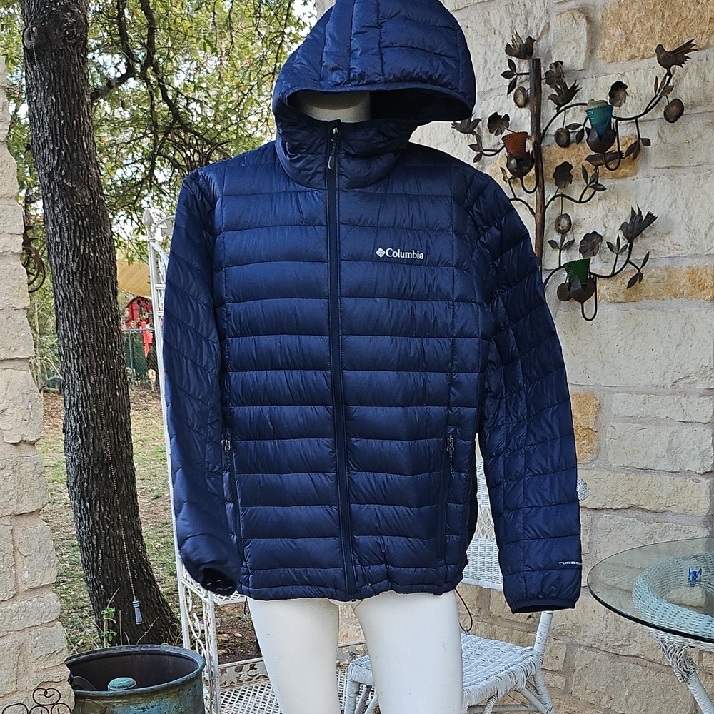 Columbia OMNI-SHIELD 590TD Navy Quilted Puffer Hooded Jacket Men's XL